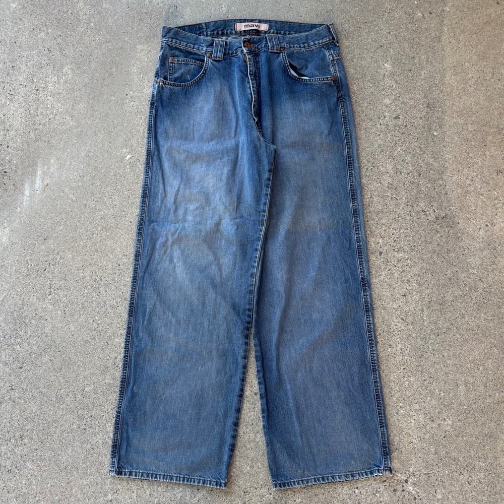 Mavi 170 Max Wide Full Zip Fly Wide Leg Baggy Faded Men's Jeans Size 34x30
